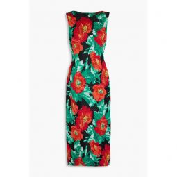 Floral cloque-jacquard midi dress