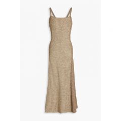 Open-back ribbed-knit midi dress