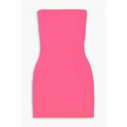 Strapless neon crepe mini dress