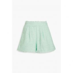 Emmeline pleated boucle-tweed shorts