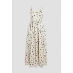 Florence gathered printed satin maxi dress