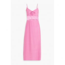 Chrissy lace-trimmed silk crepe de chine midi dress