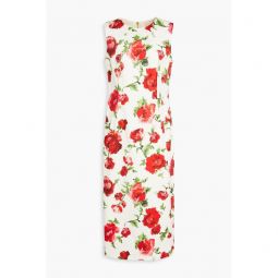 Floral-print cotton-blend twill midi dress