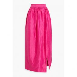 Mirabelle wrap-effect linen-blend maxi skirt