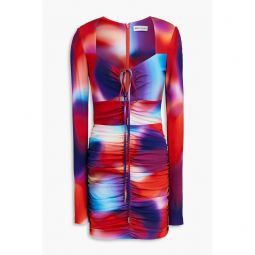 Del Prado ruched cutout printed mini dress