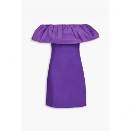 Rumi off-the-shoulder taffeta-paneled cloque mini dress