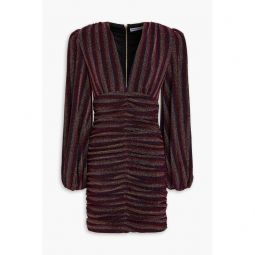 Aisha ruched striped lame mini dress