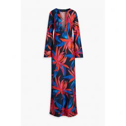 Printed cotton and silk-blend maxi dress