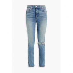 Karolina distressed high-rise slim-leg jeans