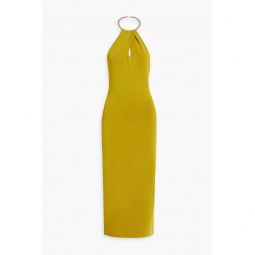 Cleopatra chain-embellished stretch-knit halterneck midi dress