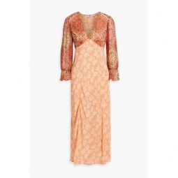 Aoife paisley-print fil coupe chiffon and satin-crepe midi dress