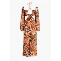 Kamilla cutout printed chiffon midi dress