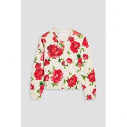 Floral-print silk and cotton-blend cardigan