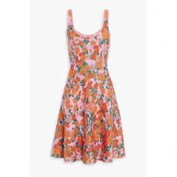 Jacquard-knit silk-blend mini dress