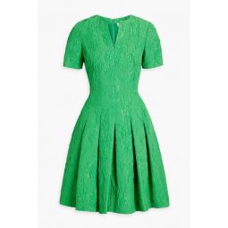 Pleated satin-cloque mini dress
