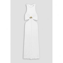 Laela embellished cutout stretch-satin jersey midi dress