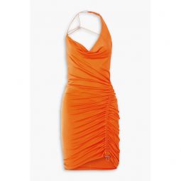 Arya one-shoulder ruched satin-jersey mini dress