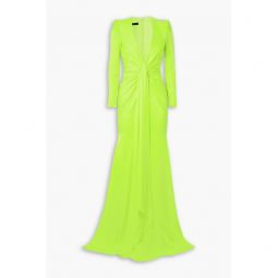 Quinn tie-front neon satin-crepe gown