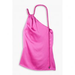 Fleur asymmetric silk-blend charmeuse satin top