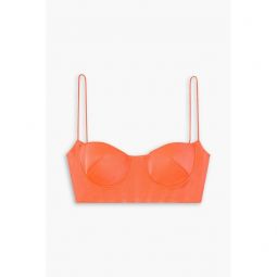Hart cropped neon satin-crepe top