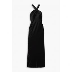 Evelyn cutout satin halterneck maxi dress