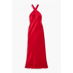 Evelyn cutout satin halterneck maxi dress