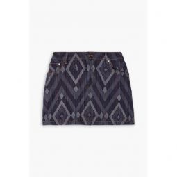 Printed denim mini skirt
