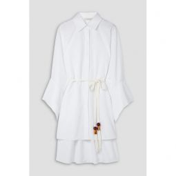Belted cotton-poplin shirt