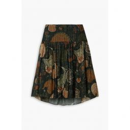Metallic printed chiffon mini skirt