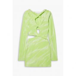 Interlink cutout tie-dyed stretch-cotton mini dress