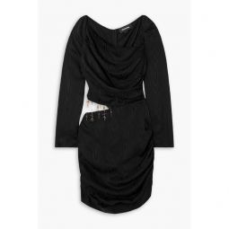 Femi cutout draped bead-embellished moire mini dress