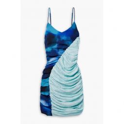 Solange paneled jacquard and tie-dyed jersey mini dress