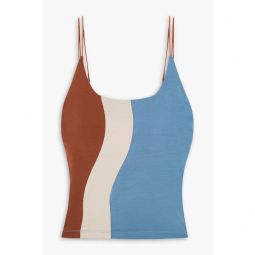 Cropped color-block stretch-Lyocell jersey camisole
