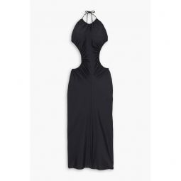 + Ester Manas open-back gathered stretch-knit halterneck midi dress