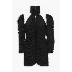 + Ester Manas open-back ruched stretch-mesh mini dress