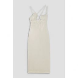 Cutout metallic stretch-jersey midi dress