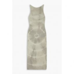 Open-back tie-dyed faux suede midi dress
