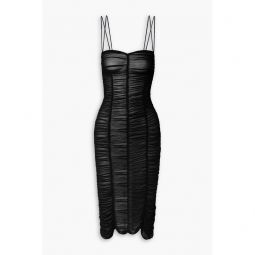 Bea ruched chiffon midi dress