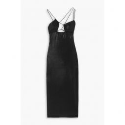 Cutout metallic stretch-jersey midi dress