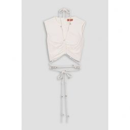 Ayana cropped embellished tie-detailed crepe top