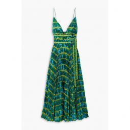 Winda pleated tie-dyed crepe de chine maxi dress