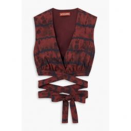Ayo cropped tie-dyed cotton-blend wrap top