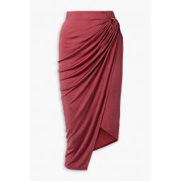 Coastline ring-embellished wrap-effect stretch-jersey midi skirt