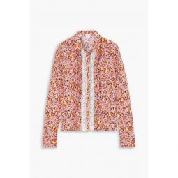 Bruna lace-trimmed floral-print woven shirt