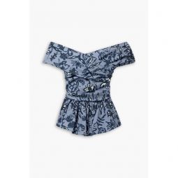 Pella off-the-shoulder floral-print cotton-blend poplin peplum top