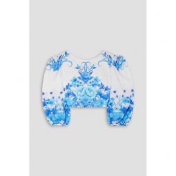 Rhea cropped floral-print broderie anglaise cotton top