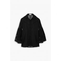 Letta guipure lace-trimmed cotton-blend voile blouse