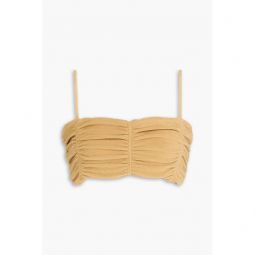 Cropped ruched cotton-blend terry top