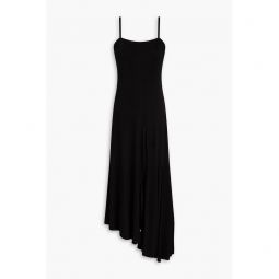Contour asymmetric pleated jersey midi dress