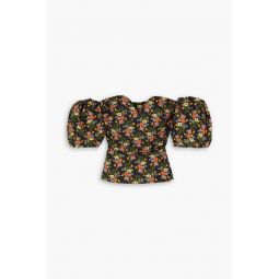 Alma off-the-shoulder floral-print twill top